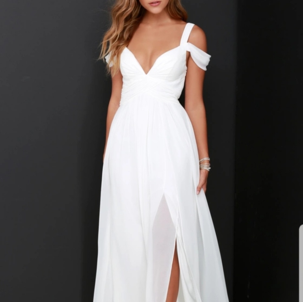 Beach White Wedding Evening Gown Small